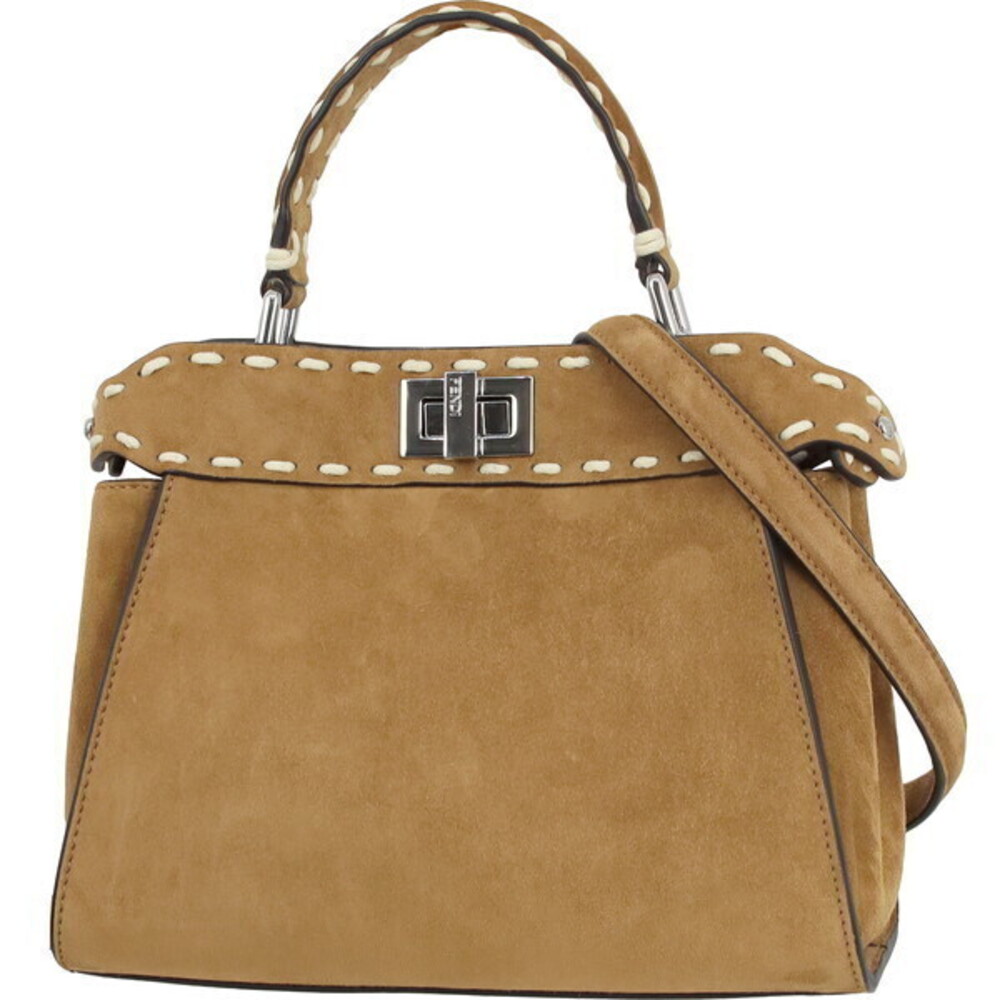 Fendi Peekaboo Selleria Handbag Shoulder Bag Suede
